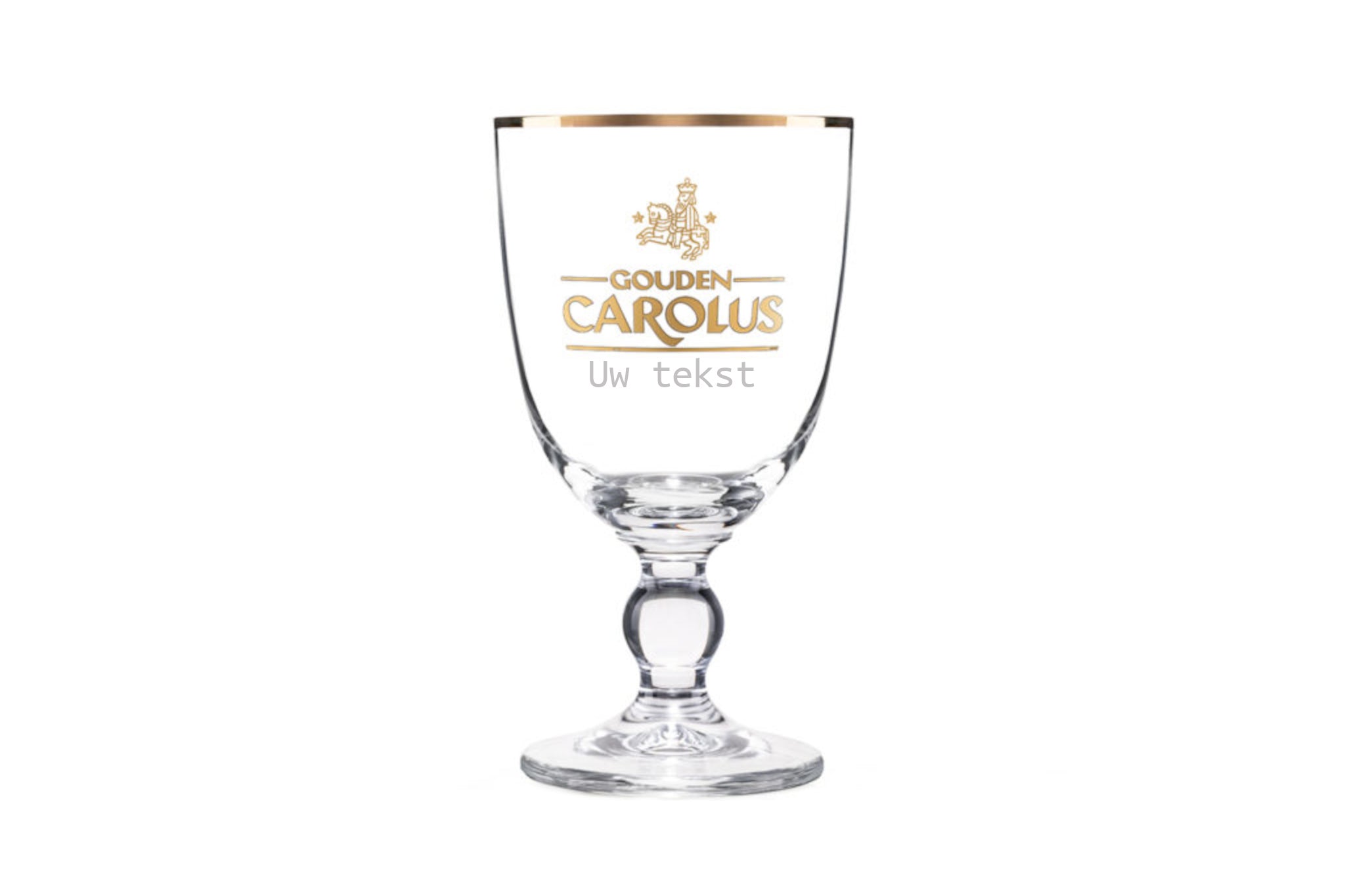 Gouden Carolus glas met tekst gegraveerd. Gepersonaliseerd Gouden Carolus glas. Tof cadeau voor Gouden Carolus liefhebber.
