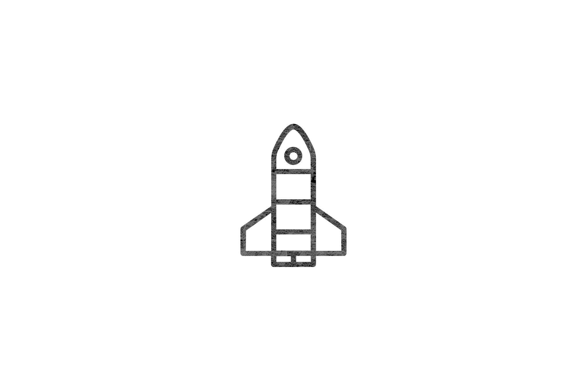 Houten ecologische symbool stempel met symbool van een raket