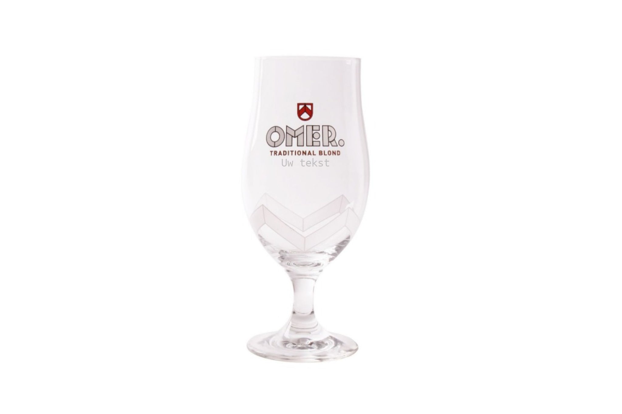 Omer glas met naam gegraveerd. Gepersonaliseerd Omer bierglas