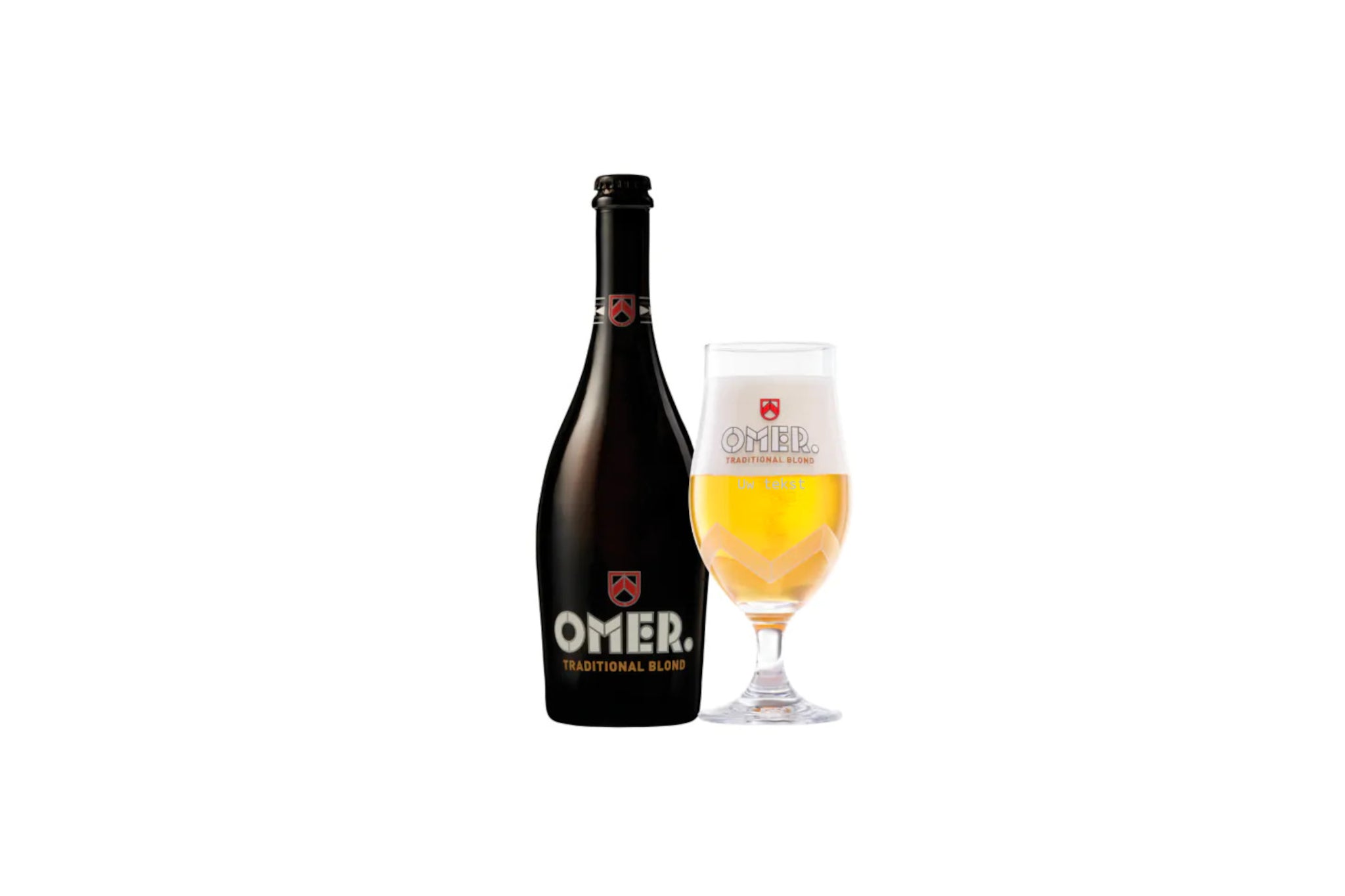 Omer glas met naam gegraveerd. Gepersonaliseerd Omer bierglas