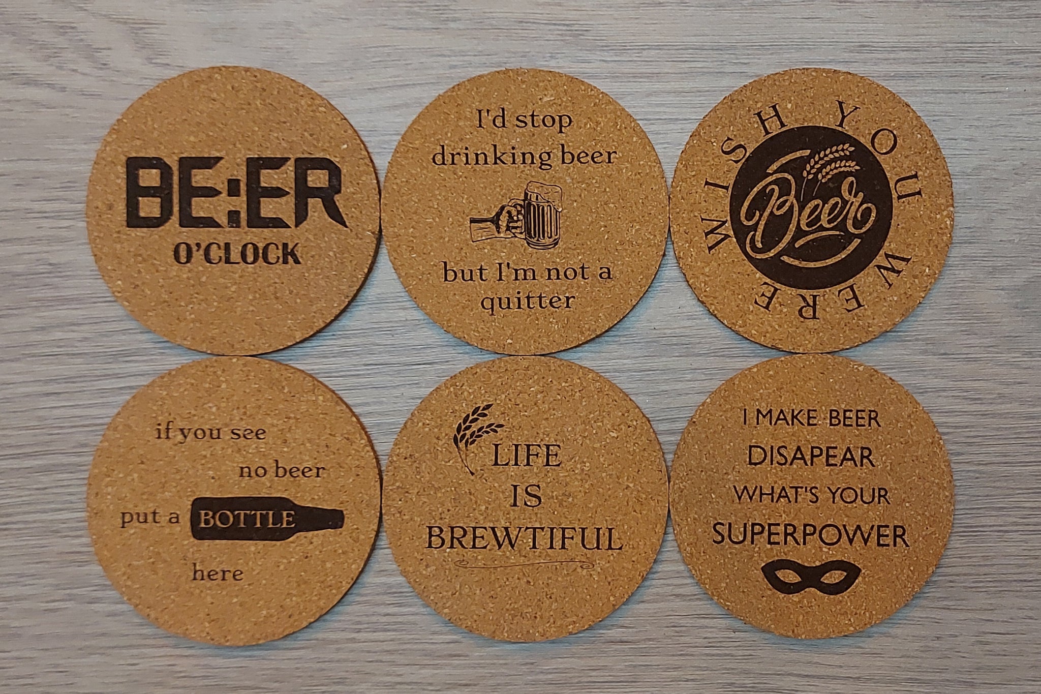 6 Onderleggers bier | Kurk