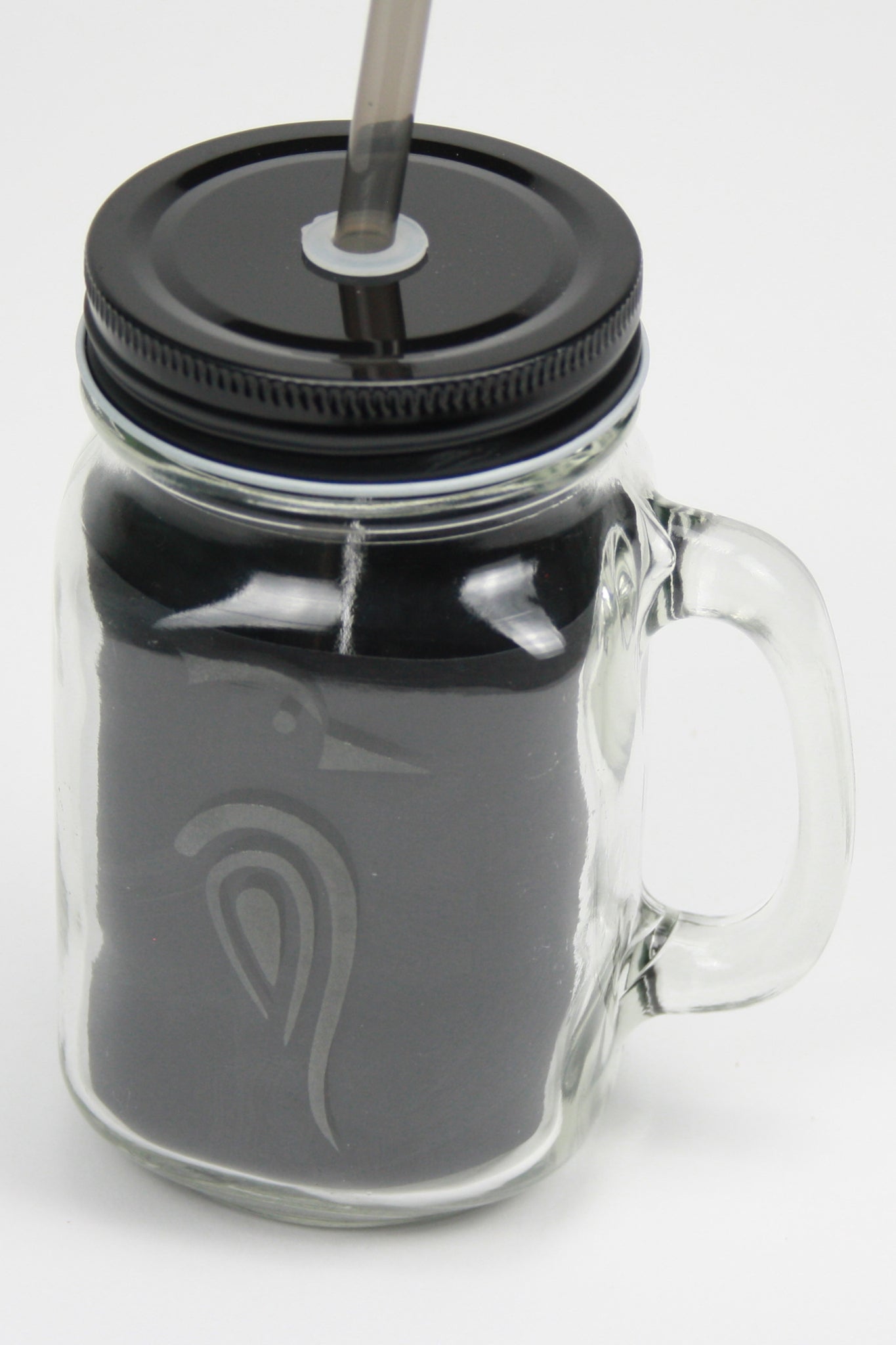 Nieuwe trendy glazen drinkbokaal met deksel en rietje, perfect voor personalisatie. Inhoud: 500 ml.