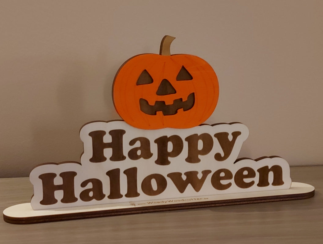 Happy Halloween houten gekleurde en gegraveerde Halloween decoratieve staander